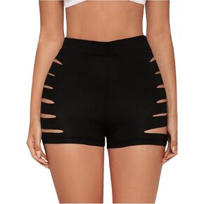 Milumia Women Side Cut Out Shorts High Waist Ripped Hot Pants Workout Mini Shorts