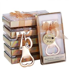 12 PCS Bottle Opener Gold 65th Birthday Party Favor 65 Anniversary Favors for Guests, 65th Birthday Party Decorations Beer Bottle Openers for Birthday Party Gift Souvenir Supplies (Gold 65th, 12)