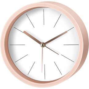 Modern Desktop Clock, Analog Clock Battery Operated with Silent No-Ticking Design, Small Tabletop Clocks for Office/Mantle/Desktop or Nightstand (White-Round)