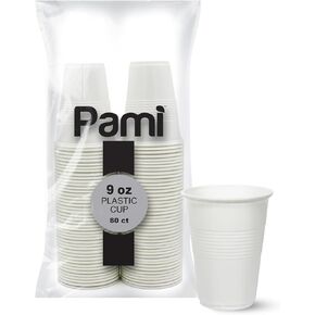 PAMI Colorful 9oz Plastic Party Cups [Pack of 80]- Disposable Drinking Glasses Bulk- BPA-Free Colored Cups For Water, Iced Tea, Jello, Cocktails, Beer & Cold Drinks- Throw-Away Plastic Cups, Blue