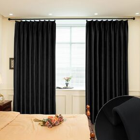 Velvet Pinch Pleat Stone Blue Solid Thermal Insulated 85% Blackout Patio Door Curtain for Traverse Rod and Track, Extra Wide Velvet Pinch Pleated Curtain Dusty Blue 84" W x 84" L (One Panel)