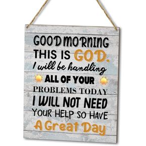 ديكور المنزل لوحة خشبية لافتة تعليق على الحائط، صباح الخير هذا هو الله، ملهمة ديكور مكتب مسيحي باب خشبي معلق (قطعة واحدة)، هدية فنية للعطلات لغرفة نوم الحمام في المزرعة - 11 in Kuwait