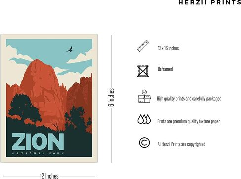 HerZii Prints Cuyahoga National Park Posters & Prints Vintage National Parks Poster | Nature Wall Art Decor | Mountain Travel Posters (12x16 UNFRAMED) in Saudi Arabia