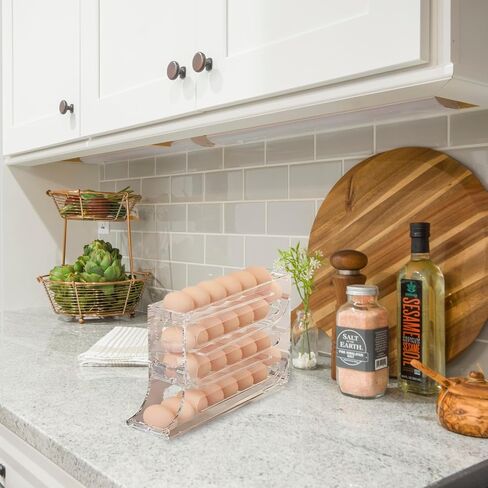 EGG HOLDER FOR FRIDGE, Auto Rolling Fridge Egg Organizer, Egg Rack For Refrigerator. (Beige) in Saudi Arabia