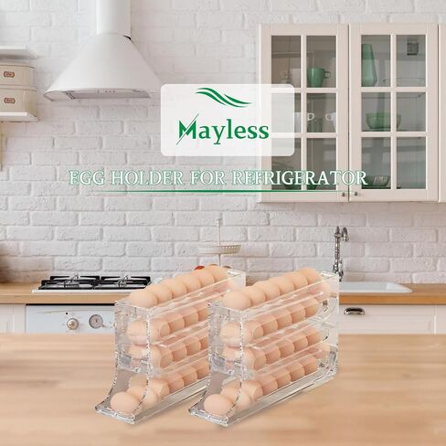 EGG HOLDER FOR FRIDGE, Auto Rolling Fridge Egg Organizer, Egg Rack For Refrigerator. (Beige) in Saudi Arabia