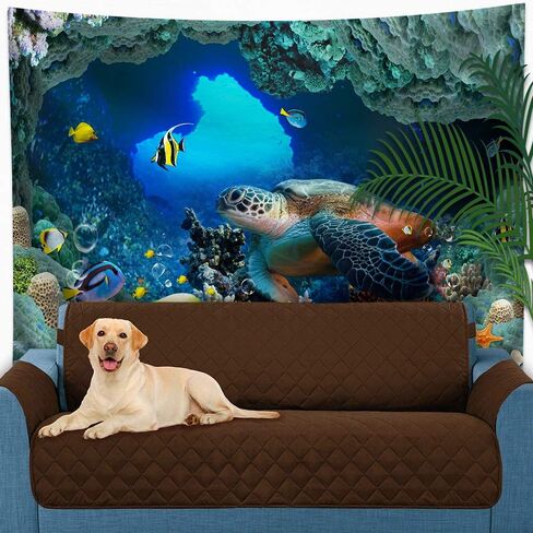 UHOMETAP Sea Turtle Tapestry, Underwater Ocean Animals Marine Life Tapestry Colorful Fish Ocean World Coral Starfish Tapestry Wall Decor for Kids Bedroom, 93x71 Inches GTQQUH1006 in Saudi Arabia