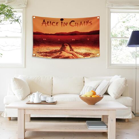 Generic Alice Rock in Music Chains Tapestry Flag 3x5 Ft Outdoor Indoor,Ablum Cover tapestry for Bedroom Living room dorm wall with Brass Grommets Vivid Color and Fade Proof Decorations in Kuwait