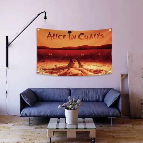 Generic Alice Rock in Music Chains Tapestry Flag 3x5 Ft Outdoor Indoor,Ablum Cover tapestry for Bedroom Living room dorm wall with Brass Grommets Vivid Color and Fade Proof Decorations in Kuwait