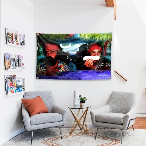 WiLLAb Funny Tapestry Cheech & Chong’s Smoking Scene Tapestry 3x5 Ft Tapestry with Brass Grommets for College Dorm Room Decor, Meme Tapestry for Home Room Bedroom Decorations in Saudi Arabia