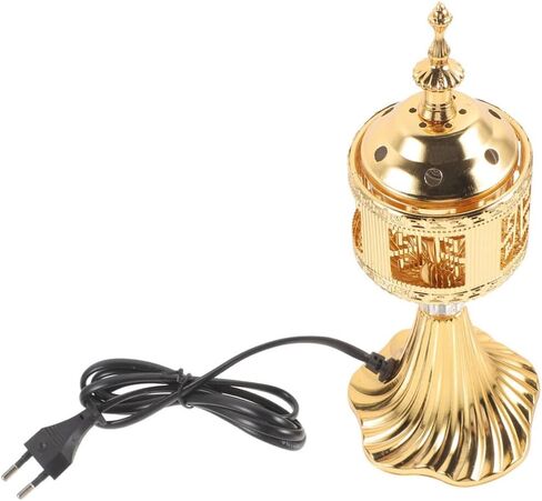 BESTOYARD Electric Incense Burner Metal Bakhoor Burner Middle Eastern Style Tabletop Vintage Censer Incense Burner for Home Office Yoga Spa Decor US Plug in Saudi Arabia