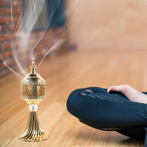 BESTOYARD Electric Incense Burner Metal Bakhoor Burner Middle Eastern Style Tabletop Vintage Censer Incense Burner for Home Office Yoga Spa Decor US Plug in Saudi Arabia