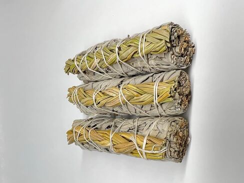 Authentic Mexican White Sage Smudge Sticks - 3 Bundles Pack - 4 Inch - Home Cleansing, Meditation, Smudging Rituals. 100% Natural. (Sage with Sweet Grass) in Saudi Arabia