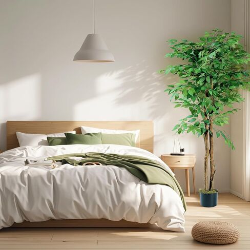 VECELO Artificial Ficus Tree with Sturdy Nursery Pot, 6FT Faux Silk Plant for Indoor Outdoor Home Garden Decor, 1 Pack in Saudi Arabia