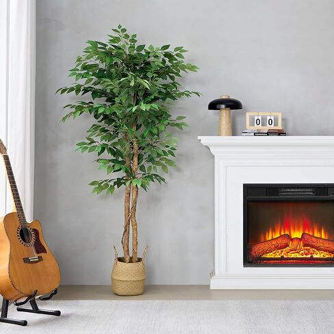 VECELO Artificial Ficus Tree with Sturdy Nursery Pot, 6FT Faux Silk Plant for Indoor Outdoor Home Garden Decor, 1 Pack in Saudi Arabia