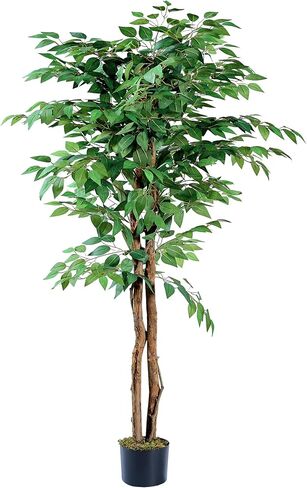 VECELO Artificial Ficus Tree with Sturdy Nursery Pot, 6FT Faux Silk Plant for Indoor Outdoor Home Garden Decor, 1 Pack in Saudi Arabia