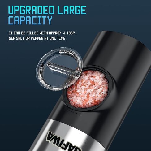 Electric Salt and Pepper Grinder Mill Set Refillable, Automatic Operated Spice Peppercorn Shaker, Battery Powered with Led Light, Stainless Steel Outside and Ceramic Core, Adjustable Coarseness. in Saudi Arabia