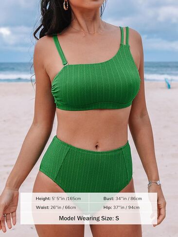 CUPSHE Women's Bikini Set Two Piece Swimsuits High Waisted One Shoulder Swimwear Removable Adjustable Strap in Saudi Arabia