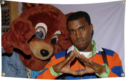 Kanye Rapper Flag Tapestry, Cool Bear Music Tapestry Wall Hanging Pop Art College Dorm Room Flags Home Decor Fans Gift (3x5 ft) in Saudi Arabia