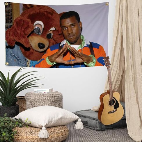Kanye Rapper Flag Tapestry, Cool Bear Music Tapestry Wall Hanging Pop Art College Dorm Room Flags Home Decor Fans Gift (3x5 ft) in Saudi Arabia