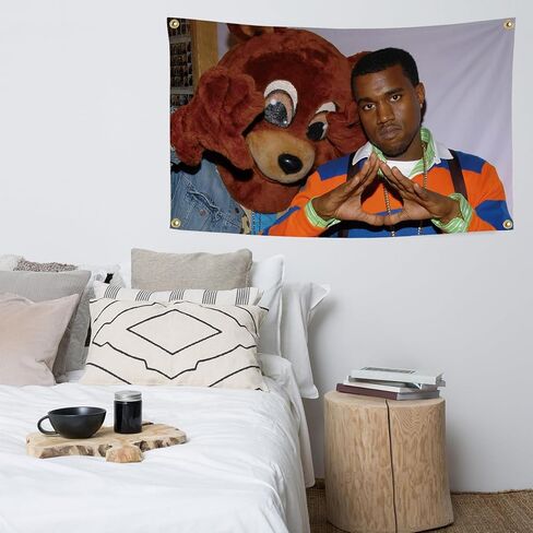 Kanye Rapper Flag Tapestry, Cool Bear Music Tapestry Wall Hanging Pop Art College Dorm Room Flags Home Decor Fans Gift (3x5 ft) in Saudi Arabia