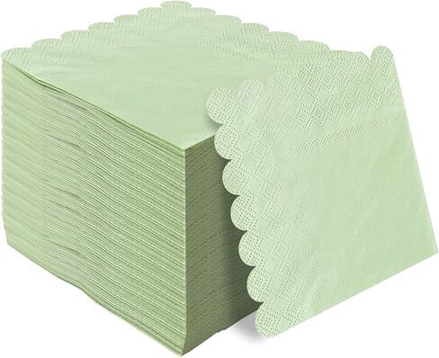 HEIPINIUYE 50 Pieces 3-ply Light Blue Napkin Disposable Scalloped Cocktail Napkins Beverage Napkins Dessert Napkins Paper Napkins for Wedding Birthday Party Paper Dinner Napkins in Saudi Arabia