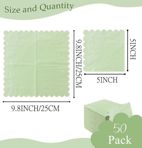 HEIPINIUYE 50 Pieces 3-ply Light Blue Napkin Disposable Scalloped Cocktail Napkins Beverage Napkins Dessert Napkins Paper Napkins for Wedding Birthday Party Paper Dinner Napkins in Saudi Arabia