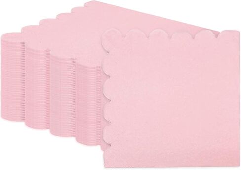 HEIPINIUYE 50 Pieces 3-ply Light Blue Napkin Disposable Scalloped Cocktail Napkins Beverage Napkins Dessert Napkins Paper Napkins for Wedding Birthday Party Paper Dinner Napkins in Saudi Arabia