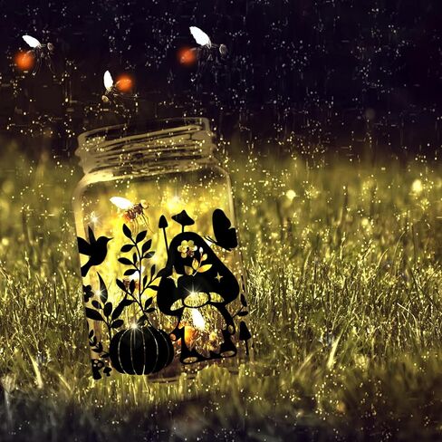 ملصقات صورة ظلية خرافية للجرار، علبة ميسون، نافذة، زجاج، جدار، ديكور زجاجة متمنية، 12 قطعة من فانوس الغابة، مجموعة أدوات يدوية يدوية، ملصقات فنية جدارية لديكور المنزل (الغابة) in Kuwait