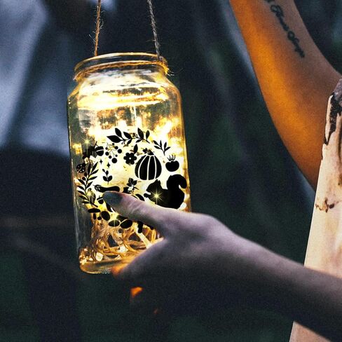 ملصقات صورة ظلية خرافية للجرار، علبة ميسون، نافذة، زجاج، جدار، ديكور زجاجة متمنية، 12 قطعة من فانوس الغابة، مجموعة أدوات يدوية يدوية، ملصقات فنية جدارية لديكور المنزل (الغابة) in Kuwait