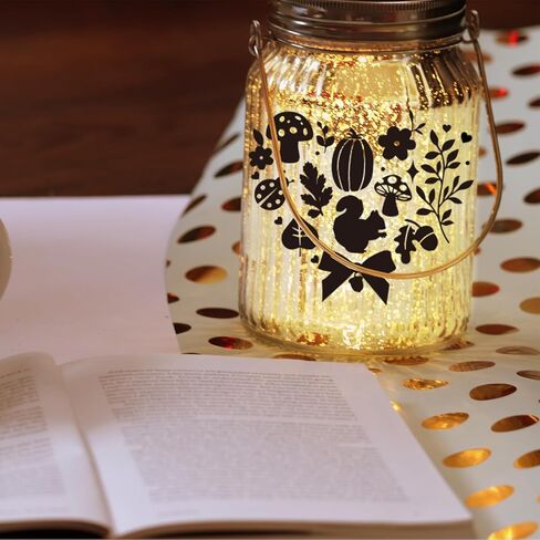 ملصقات صورة ظلية خرافية للجرار، علبة ميسون، نافذة، زجاج، جدار، ديكور زجاجة متمنية، 12 قطعة من فانوس الغابة، مجموعة أدوات يدوية يدوية، ملصقات فنية جدارية لديكور المنزل (الغابة) in Kuwait