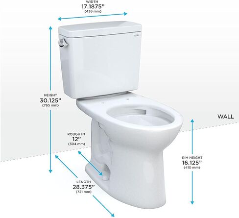TOTO Drake Two-Piece Elongated 1.28 GPF Universal Height TORNADO FLUSH Toilet with CEFIONTECT, Bone - CST776CEFG#03 in Saudi Arabia