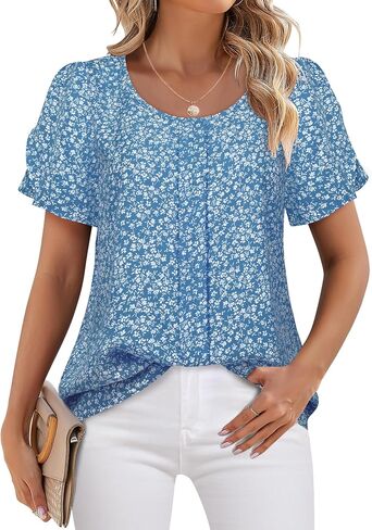 Chiffon Blouses for Women Business Casual Petal Short Sleeve Office Work Tops Dress Tunic Shirts in Saudi Arabia