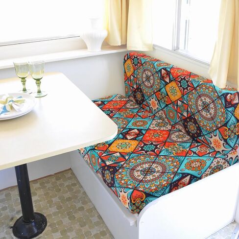 RV Dinette Cushion Covers Set of 2, Printed Camper Cushion Slipcovers, Washable Anti Slip Stretch Fabric (Sage Wild Green) in Saudi Arabia