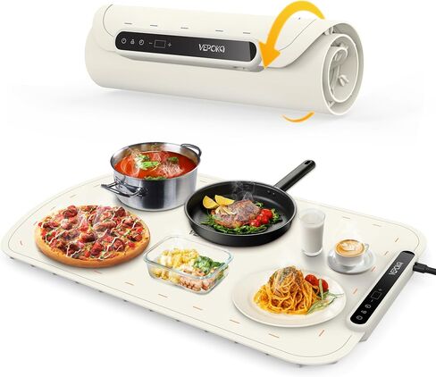 Food Warming Mat for Buffet, VEPOKA Electric Warming Tray to Keep Food Warm at Party, Silicone Heating Mat with 7 Temperature Levels& Auto Shut-Off, Food Warmers for Parties, Gatherings, Everyday Use in Saudi Arabia