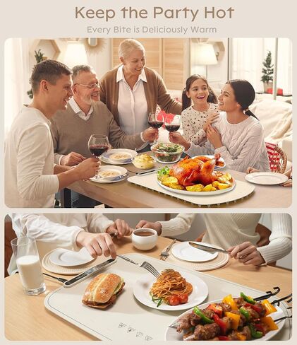 Food Warming Mat for Buffet, VEPOKA Electric Warming Tray to Keep Food Warm at Party, Silicone Heating Mat with 7 Temperature Levels& Auto Shut-Off, Food Warmers for Parties, Gatherings, Everyday Use in Saudi Arabia