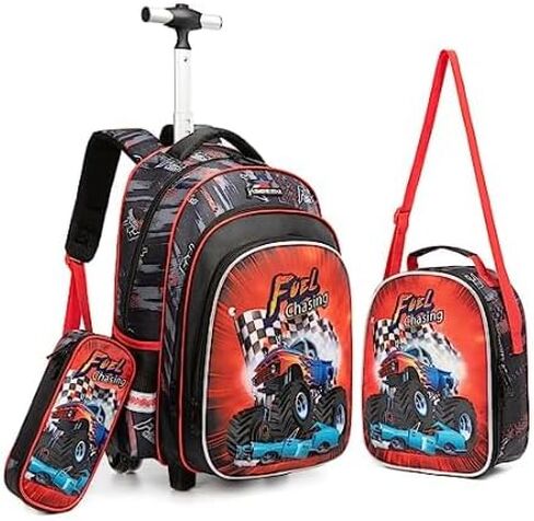 Rolling Backpack for Boys Backpack with Wheels Backpack with Lunch Box Set Kids Suitcase for Boys Primary School Rolling Backpack with Wheels Boys Wheeled Backpack for School in Saudi Arabia