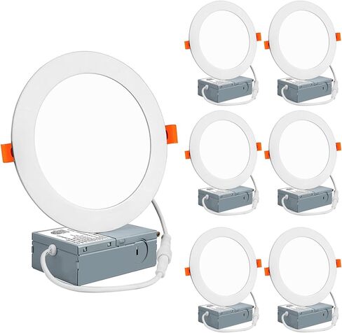 6 Inch Ultra-Thin LED Recessed Ceiling Light with Junction Box, 6000K Daylight, 12W 110W Eqv, Dimmable Can-Killer Downlight, 1050LM High Brightness (6500K-Daylight, 6 inch-12Pack) in Saudi Arabia