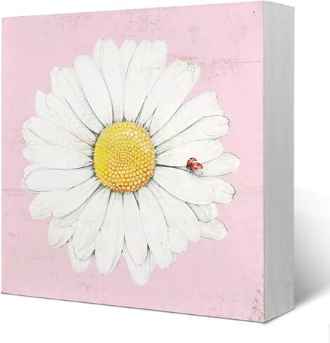 ديكور ديزي، ديكور حمام ديزي، ديكور منزلي ديزي صيفي، ديكورات ديزي للمنزل، ديكور مطبخ ديزي وإكسسواراته، ديكور غرفة ديزي، علامة صندوق خشبي على شكل زهور ديزي 5x5 بوصة in Kuwait