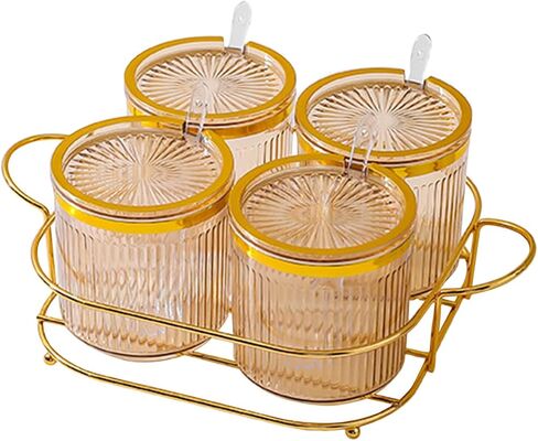 NAN Wind Acrylic Condiment Spice Jars,Condiment Spice Box With Lids and Spoons and Holder,Clear Plastic Condiment Canisters,Seasoning Box 2 Pack,Seasoning Box Set for Kitchen to Storage Salt,Paprika in Saudi Arabia