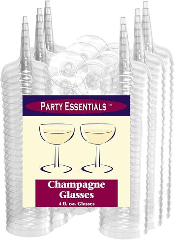 Party Essentials Plastic Champagne Glasses, 20-Count, Clear in Saudi Arabia
