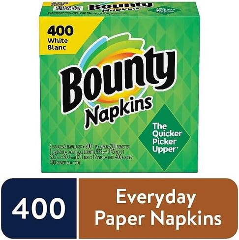 مناديل غداء مبطنة من باونتي، طبقة واحدة، أبيض، 400 منديل/عبوة (06356) in Kuwait