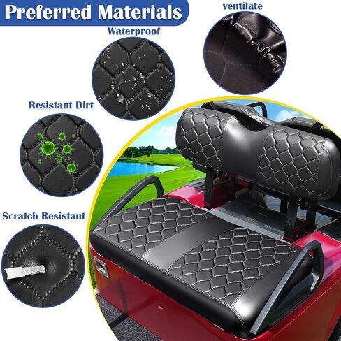 Golf Cart Seat Covers Kit for Club Car DS OEM Ordinary Seat Cushion, Golf Cart Portable Vinyl Seat Cover Cushion (Black Golf Cart Club Car DS Seat Cover) in Saudi Arabia