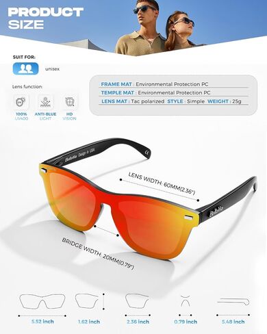 MESHA Polarized Rimless Sunglasses for Men and Women, Trendy Unisex Lightweight Sunglasses in Saudi Arabia
