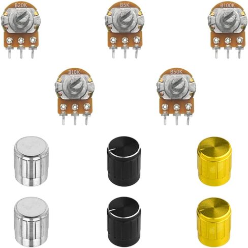 WMYCONGCONG 80 PCS B5K B10K B20K B50K B100K Ohm Knurled Shaft Linear Rotary Taper Potentiometer with Cap Kit in Saudi Arabia