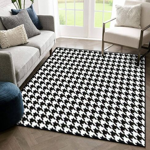 Indoor/Outdoor Area Soft Rug Seamless Houndstooth with Pink and White Floor Rugs Table Chair Mats Home Living Room Coffee Table Non-Slip Carpet Home Decoration Gifts in Saudi Arabia