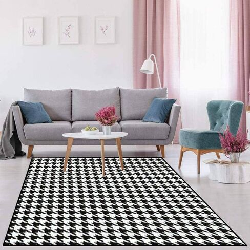 Indoor/Outdoor Area Soft Rug Seamless Houndstooth with Pink and White Floor Rugs Table Chair Mats Home Living Room Coffee Table Non-Slip Carpet Home Decoration Gifts in Saudi Arabia