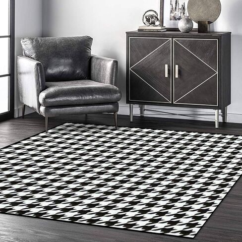 Indoor/Outdoor Area Soft Rug Seamless Houndstooth with Pink and White Floor Rugs Table Chair Mats Home Living Room Coffee Table Non-Slip Carpet Home Decoration Gifts in Saudi Arabia