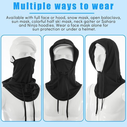 2 Pcs Detachable Balaclava Sun Protection Hood Breathable Face Cover Full Head UV Face Mask for Sun Protection Cooling Sun Mask for Summer Men Women Cycling Motorcycle Fishing, Black and White in Saudi Arabia