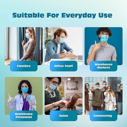 100PCS(2 Box) 3-Layer BYD Blue Disposable Face Masks,Medical Grade ASTM F2100-2019 Level 3 - for Home & Office,Breathable & Comfortable Filter,Adjustable Metal Noseclip,Super Elastic Earloops to Tight in Saudi Arabia