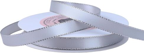 VATIN Double Faced Satin Ribbon 5/8 inch White with Gold Edge Continuous 25 Yards for Decoration, Craft, Gift Wrappping Wedding Card Decoration in Kuwait